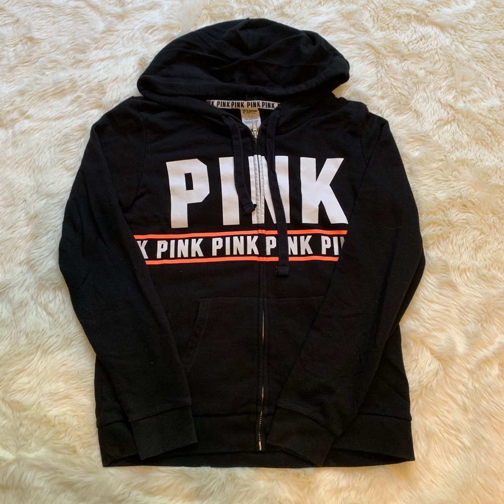 Pink Victoria’s Secret White&Black Logo Hoodie